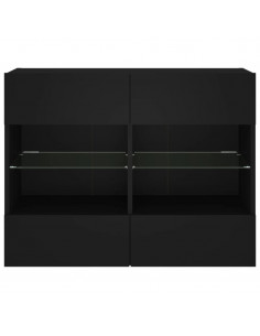 Mobile TV a Parete con Luci LED Nero 78,5x30x60,5 cm 2