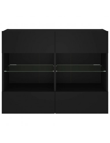 Mobile TV a Parete con Luci LED Nero 78,5x30x60,5 cm