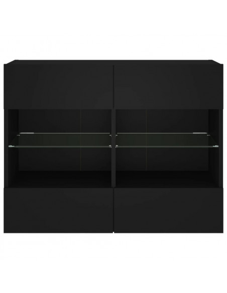Mobile TV a Parete con Luci LED Nero 78,5x30x60,5 cm