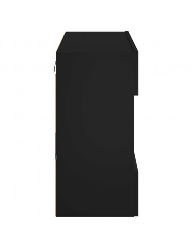 Mobile TV a Parete con Luci LED Nero 78,5x30x60,5 cm