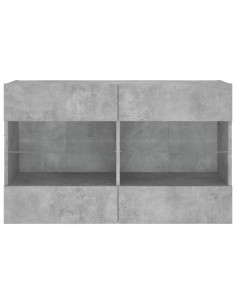 Mobile TV a Parete con Luci LED Grigio Cemento 98,5x30x60,5 cm 2