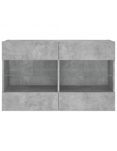 Mobile TV a Parete con Luci LED Grigio Cemento 98,5x30x60,5 cm