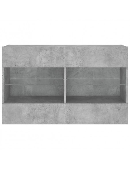 Mobile TV a Parete con Luci LED Grigio Cemento 98,5x30x60,5 cm