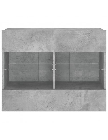 Mobile TV a Parete con Luci LED Grigio Cemento 78,5x30x60,5 cm