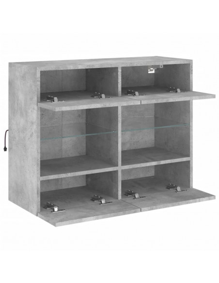 Mobile TV a Parete con Luci LED Grigio Cemento 78,5x30x60,5 cm