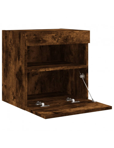 Mobile TV a Parete con Luci LED Rovere Fumo 40x30x40 cm