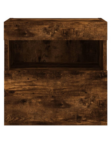 Mobile TV a Parete con Luci LED Rovere Fumo 40x30x40 cm