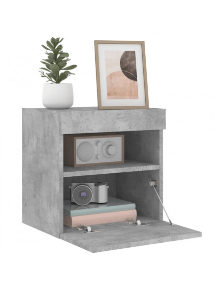 Mobile TV a Parete con Luci LED Grigio Cemento 40x30x40 cm