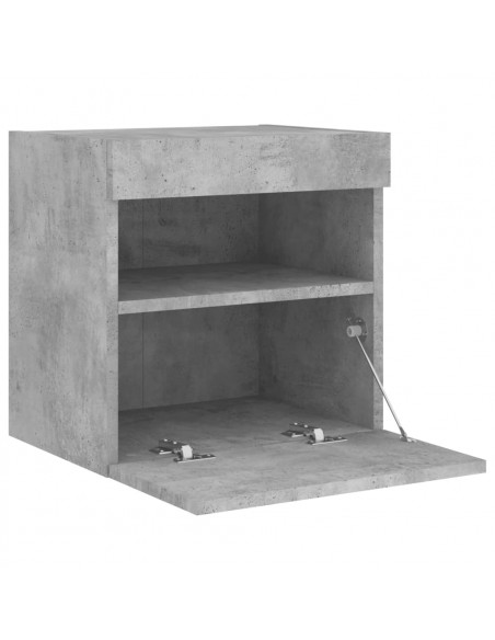 Mobile TV a Parete con Luci LED Grigio Cemento 40x30x40 cm