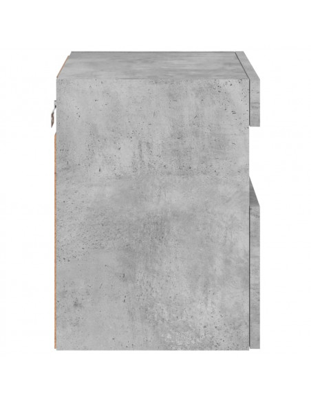Mobile TV a Parete con Luci LED Grigio Cemento 40x30x40 cm