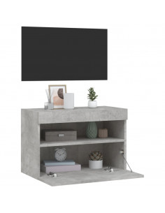 Mobile TV a Parete con Luci LED Grigio Cemento 60x30x40 cm 2