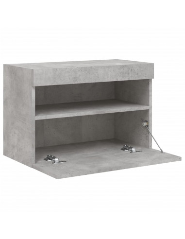 Mobile TV a Parete con Luci LED Grigio Cemento 60x30x40 cm