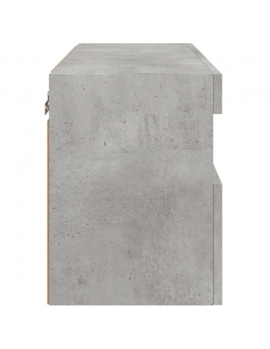 Mobile TV a Parete con Luci LED Grigio Cemento 60x30x40 cm