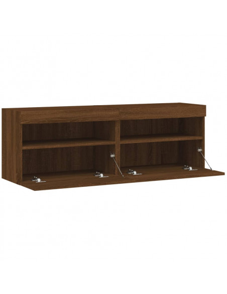 Mobili TV a Parete con Luci LED 2pz Rovere Marrone 60x30x40 cm