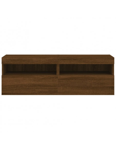Mobili TV a Parete con Luci LED 2pz Rovere Marrone 60x30x40 cm