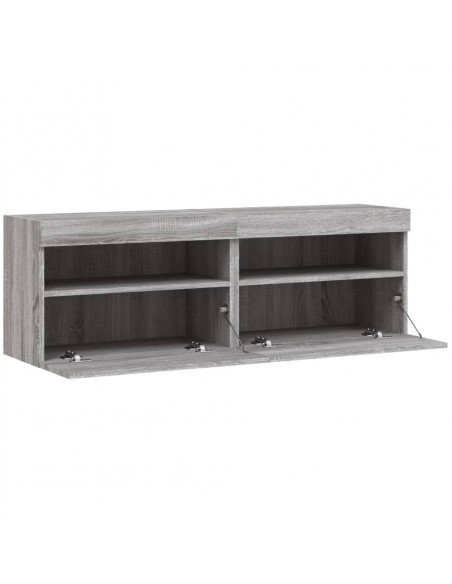 Mobili TV a Parete con Luci LED 2pz Grigio Sonoma 60x30x40 cm