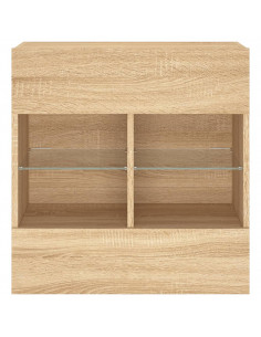 Mobile TV a Parete con Luci LED Rovere Sonoma 58,5x30x60,5 cm 2