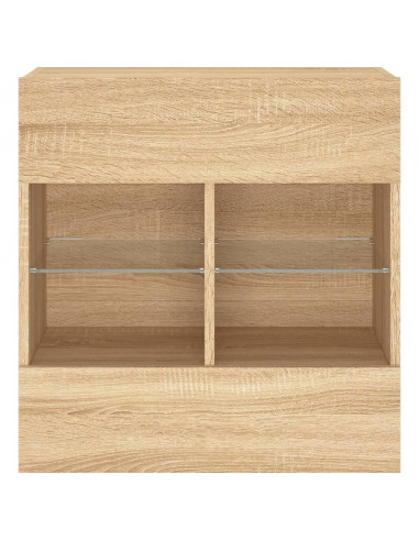 Mobile TV a Parete con Luci LED Rovere Sonoma 58,5x30x60,5 cm