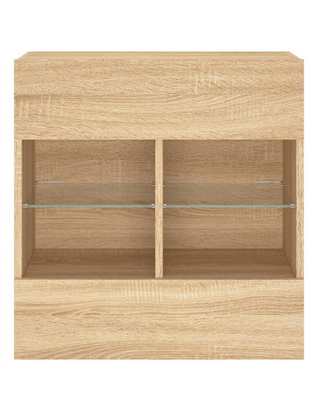 Mobile TV a Parete con Luci LED Rovere Sonoma 58,5x30x60,5 cm
