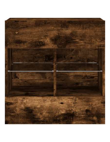 Mobile TV a Parete con Luci LED Rovere Fumo 58,5x30x60,5 cm