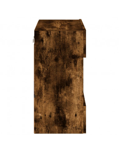 Mobile TV a Parete con Luci LED Rovere Fumo 58,5x30x60,5 cm