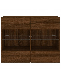 Mobile TV a Parete con Luci LED Rovere Marrone 78,5x30x60,5 cm 2