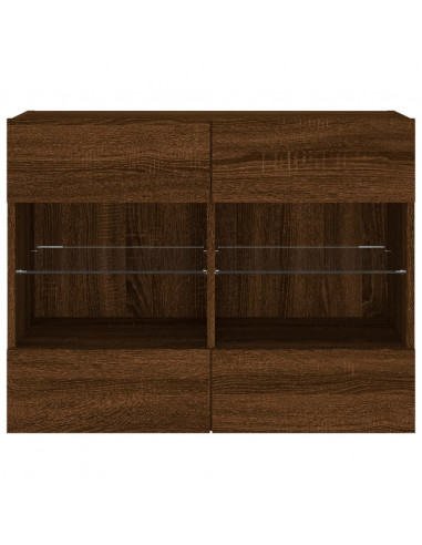 Mobile TV a Parete con Luci LED Rovere Marrone 78,5x30x60,5 cm