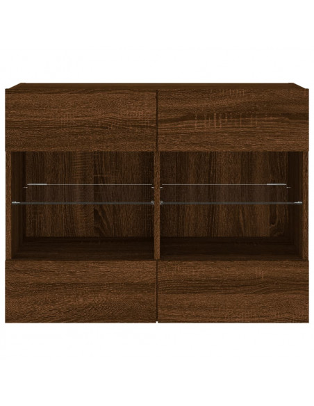 Mobile TV a Parete con Luci LED Rovere Marrone 78,5x30x60,5 cm