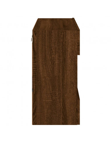 Mobile TV a Parete con Luci LED Rovere Marrone 78,5x30x60,5 cm