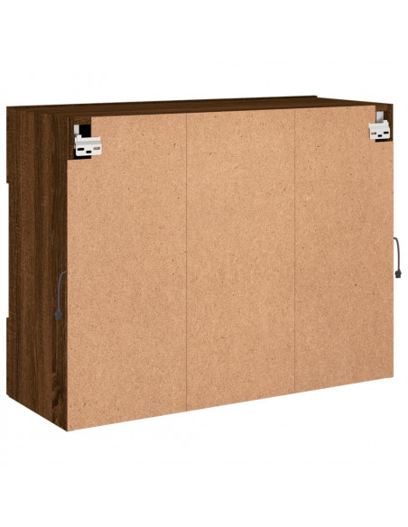 Mobile TV a Parete con Luci LED Rovere Marrone 78,5x30x60,5 cm