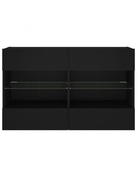 Mobile TV a Parete con Luci LED Nero 98,5x30x60,5 cm