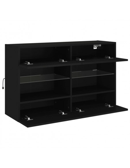 Mobile TV a Parete con Luci LED Nero 98,5x30x60,5 cm