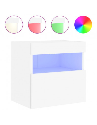 Mobili TV a Parete con Luci LED 2pz Bianchi 40x30x40 cm