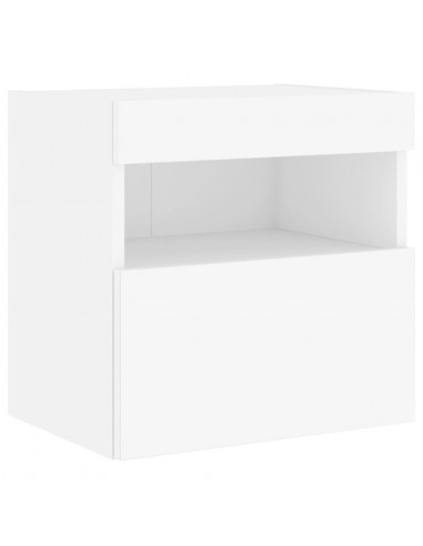Mobili TV a Parete con Luci LED 2pz Bianchi 40x30x40 cm