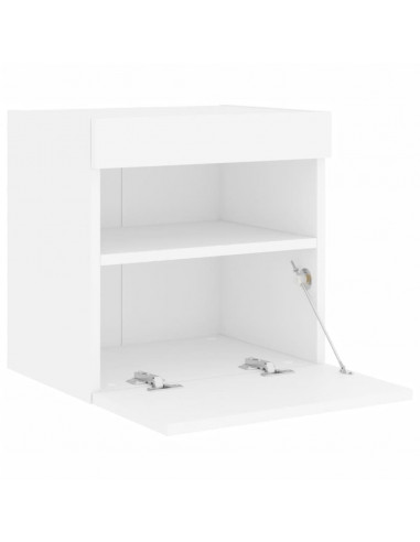 Mobili TV a Parete con Luci LED 2pz Bianchi 40x30x40 cm