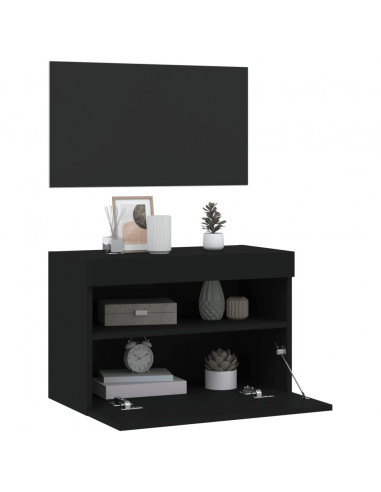 Mobile TV a Parete con Luci LED Nero 60x30x40 cm