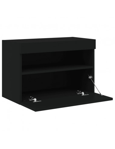 Mobile TV a Parete con Luci LED Nero 60x30x40 cm