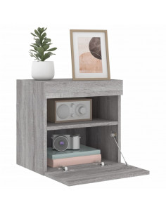 Mobile TV a Parete con Luci LED Grigio Sonoma 40x30x40 cm 2