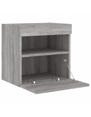 Mobile TV a Parete con Luci LED Grigio Sonoma 40x30x40 cm
