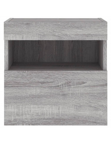 Mobile TV a Parete con Luci LED Grigio Sonoma 40x30x40 cm