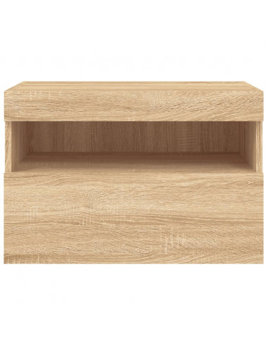 Mobile TV a Parete con Luci LED Rovere Sonoma 60x30x40 cm