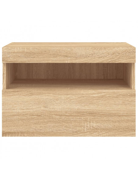 Mobile TV a Parete con Luci LED Rovere Sonoma 60x30x40 cm