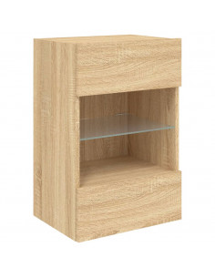 Mobili TV a Parete con Luci LED 2pz Rovere Sonoma 40x30x60,5 cm 2