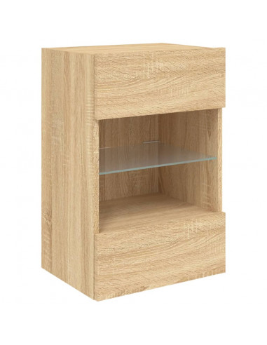 Mobili TV a Parete con Luci LED 2pz Rovere Sonoma 40x30x60,5 cm