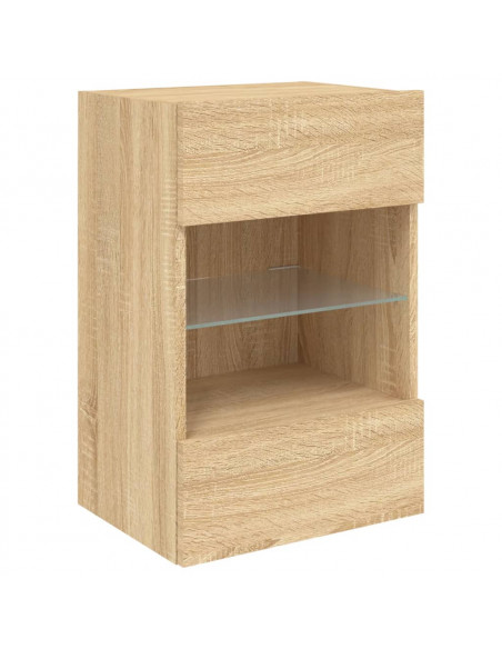 Mobili TV a Parete con Luci LED 2pz Rovere Sonoma 40x30x60,5 cm