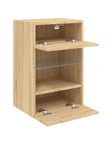Mobili TV a Parete con Luci LED 2pz Rovere Sonoma 40x30x60,5 cm