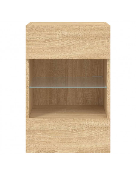 Mobili TV a Parete con Luci LED 2pz Rovere Sonoma 40x30x60,5 cm