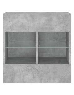 Mobile TV a Parete con Luci LED Grigio Cemento 58,5x30x60,5 cm 2