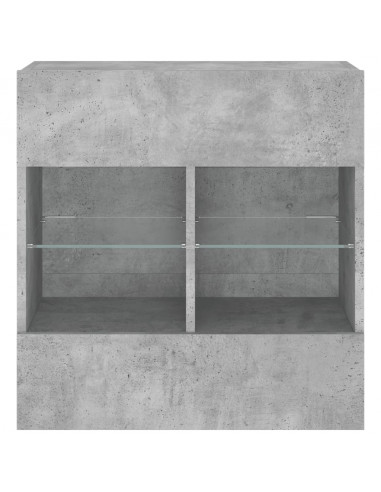 Mobile TV a Parete con Luci LED Grigio Cemento 58,5x30x60,5 cm