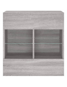 Mobile TV a Parete con Luci LED Grigio Sonoma 58,5x30x60,5 cm 2